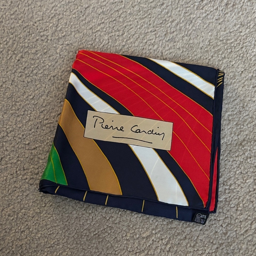 Pierre Cardin Bold Stripe Silk Scarf - Red, Navy, Gold, Green, White